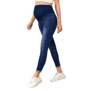 SHEIN maternity high waist cuffed ripped skinny jeans sz XL